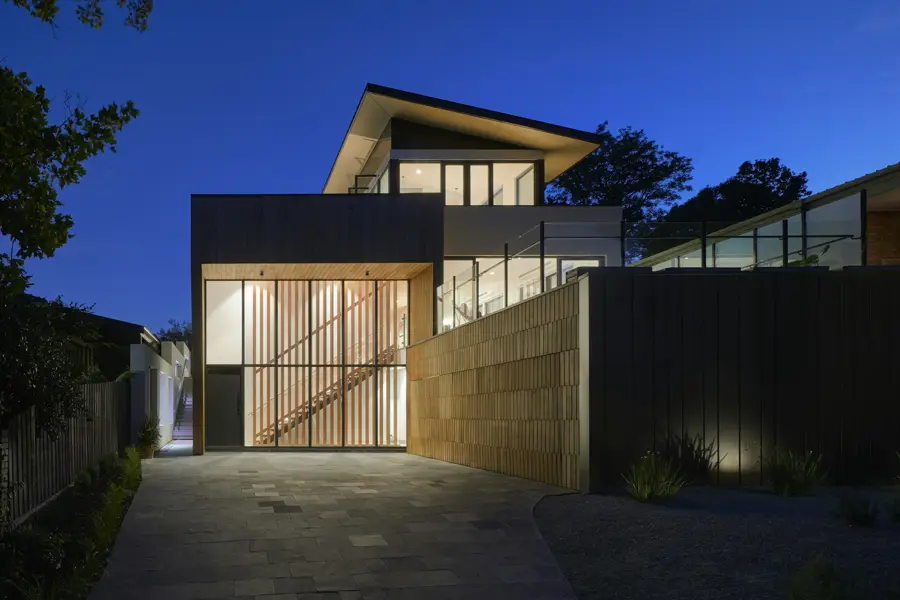Contemporary residence at dusk